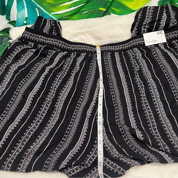 Nwot Jessica Simpson XXL Cadie Black Beige Cropped Palazzo Festival Casual Pants - Picture 10 of 12